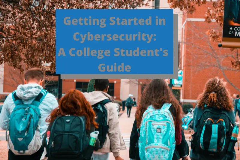 Photo of students wearing backpacks on a college campus with post tile overlaid