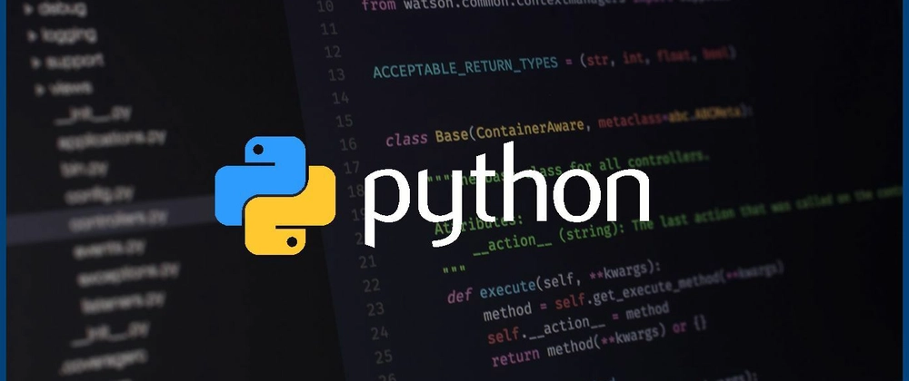 Photo of Python logo in front of an IDE in dark mode